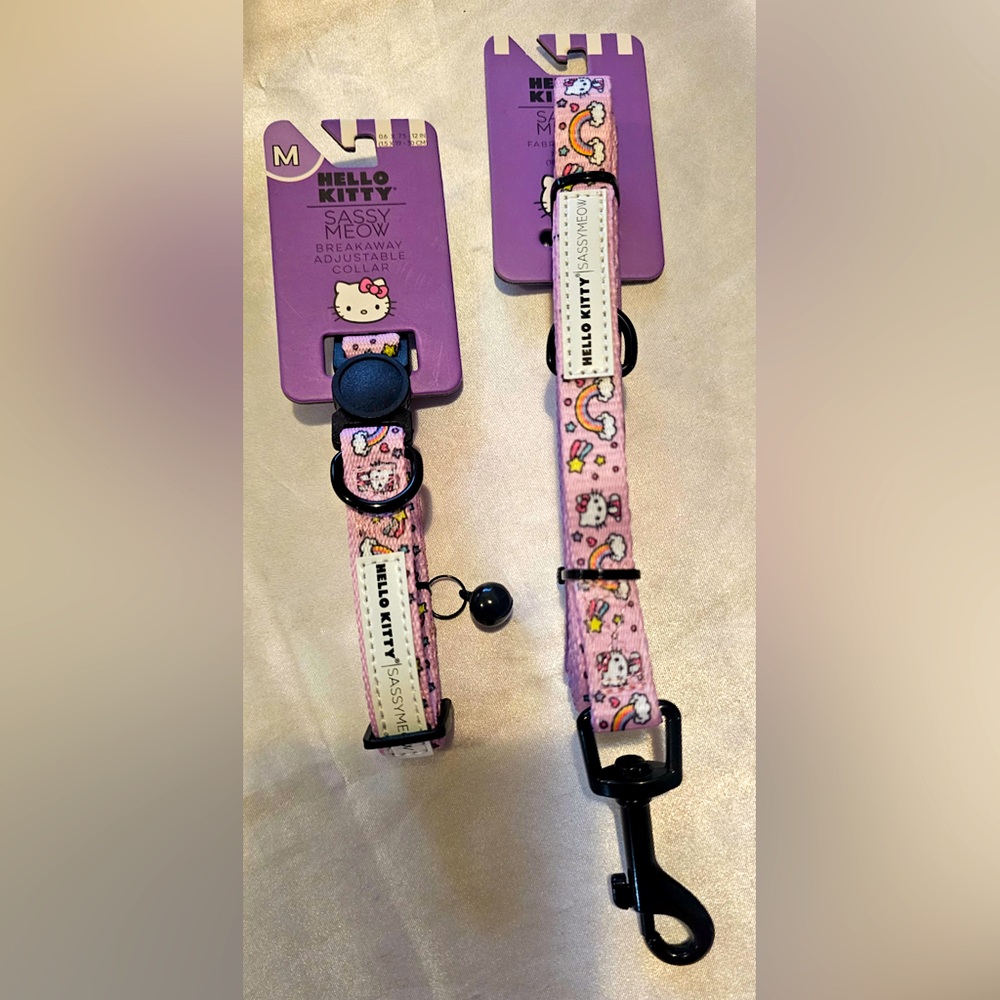 Sassy Meow Lavender Hello Kitty Collar and Leash Set (M)